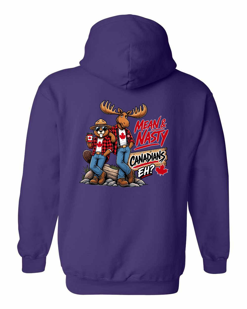 Mean and Nasty New Left Chest and Back Pullover Hoodie in Purple - back
