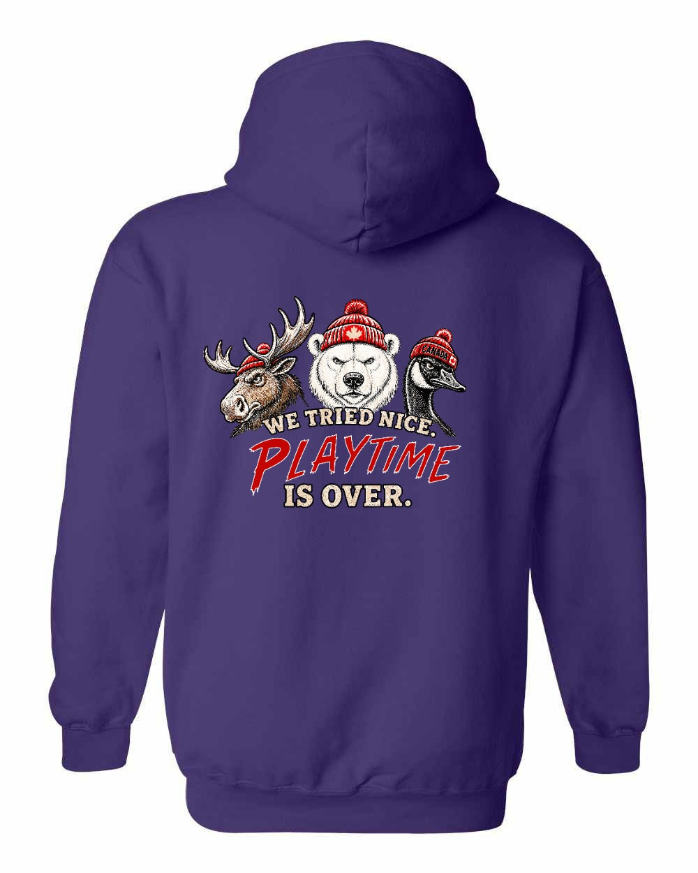 We Tried Nice New Left Chest and Back Pullover Hoodie in Purple - back