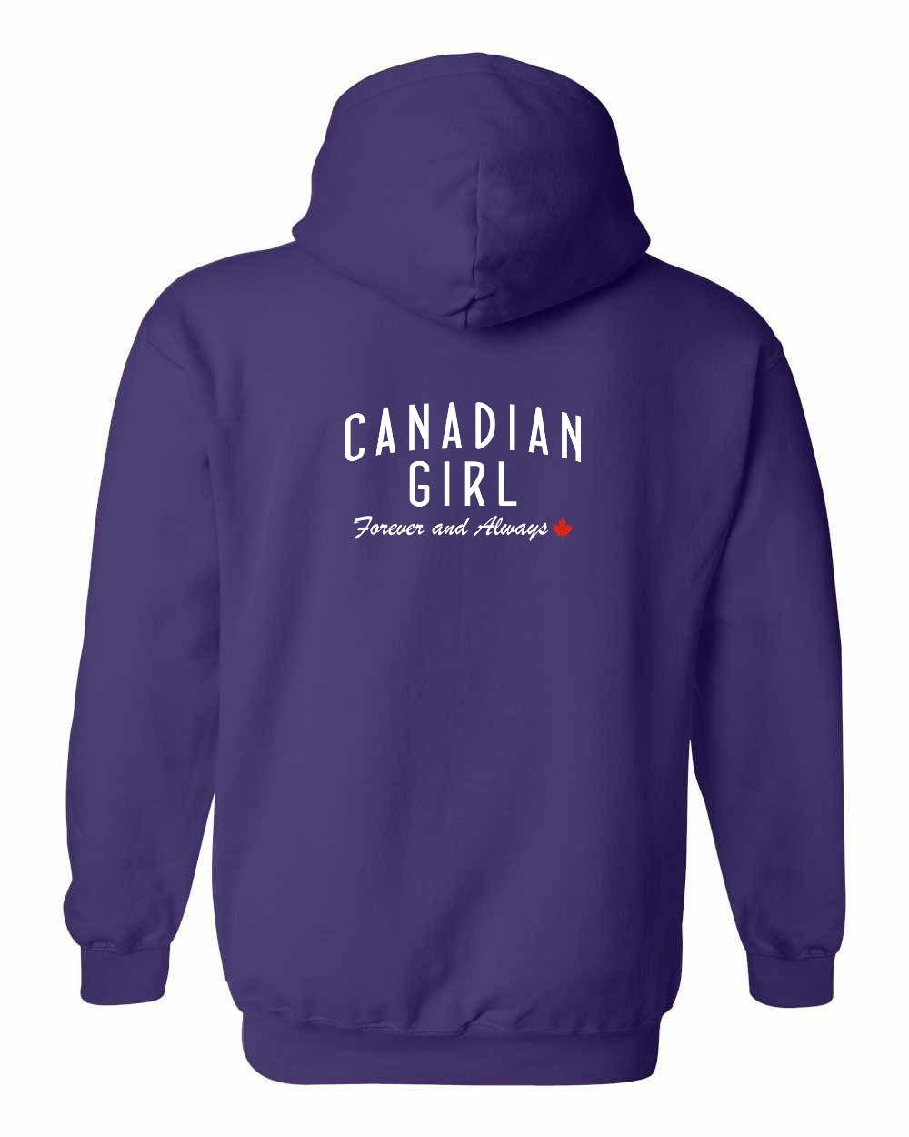 Canadian Girl Forever and Always Left Chest and Back Pullover Hoodie