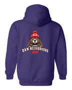 Dam Neighbours Left Chest and Back Pullover Hoodie in Purple - back