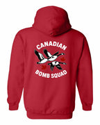 Canadian Bomb Squad Cropped Left Chest and Back Pullover Hoodie in Red - back