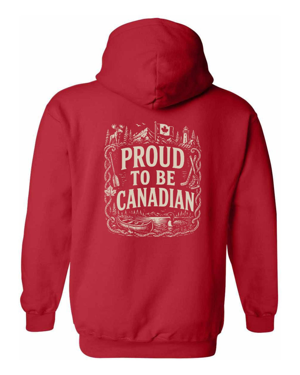Proud To Be Canadian Folk Left Chest and Back  Pullover Hoodie - Unisex