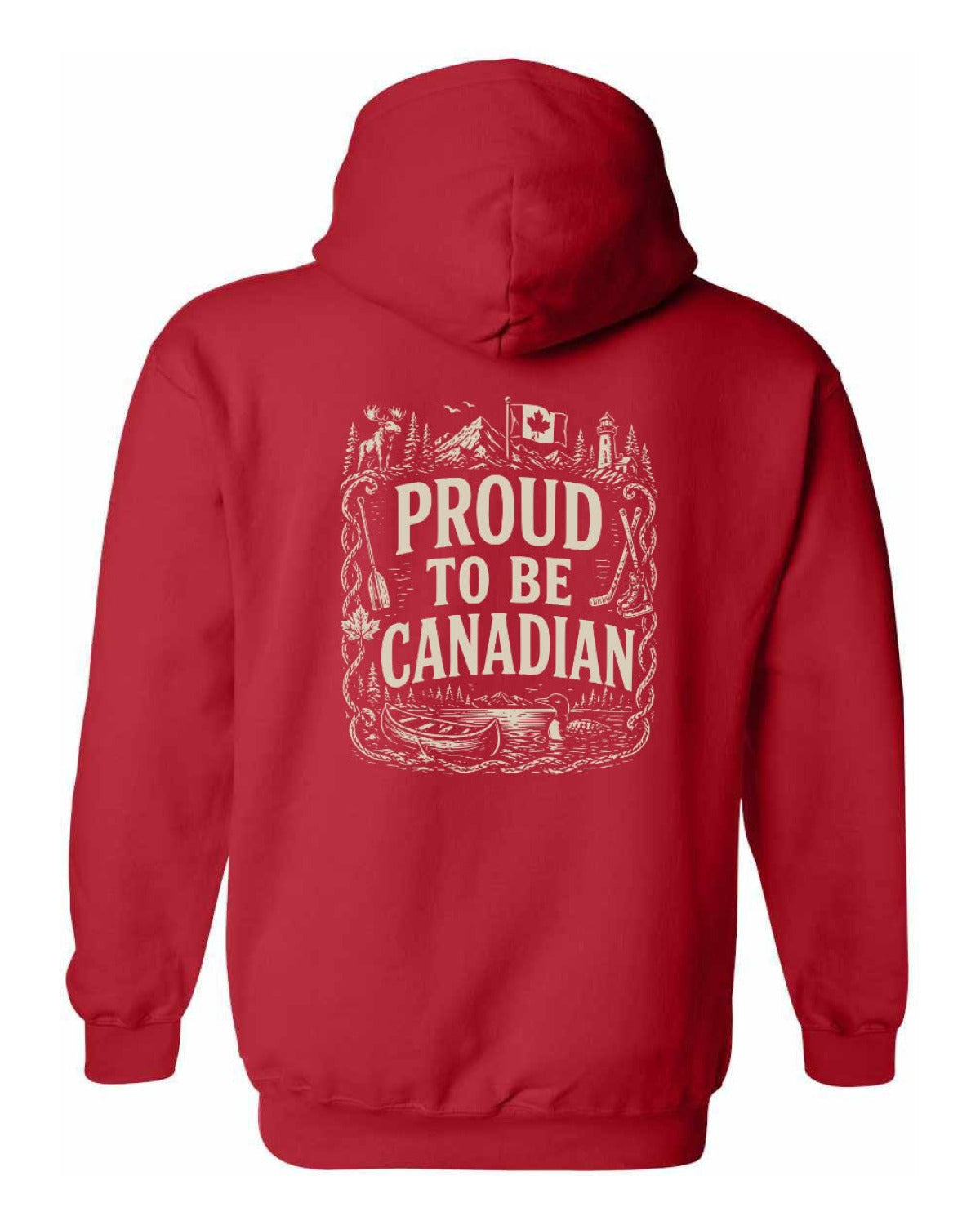 Proud To Be Canadian Folk Left Chest and Back  Pullover Hoodie - Unisex
