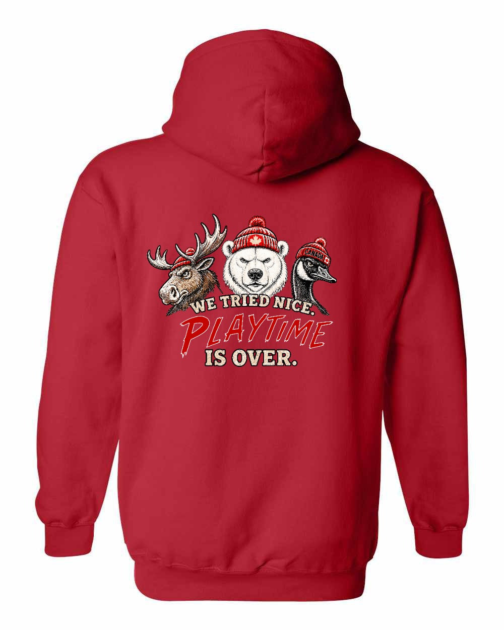 We Tried Nice New Left Chest and Back Pullover Hoodie in Red - back