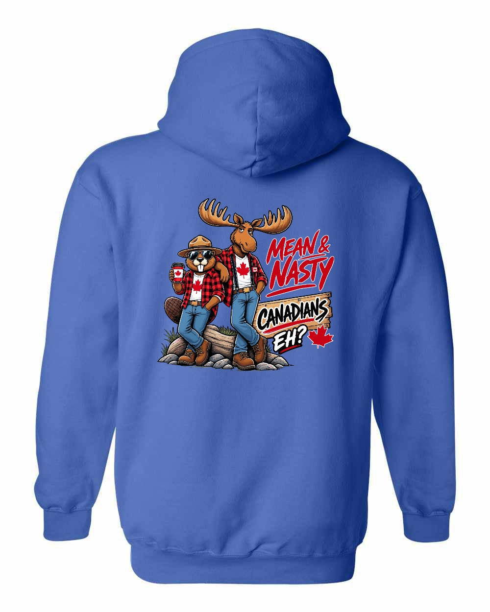 Mean and Nasty New Left Chest and Back Pullover Hoodie in Royal - back