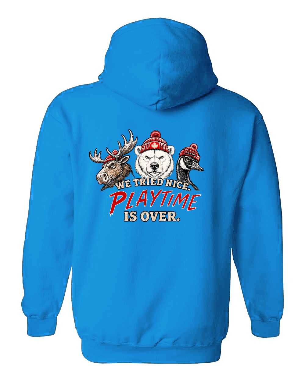 We Tried Nice New Left Chest and Back Pullover Hoodie in Sapphire - back