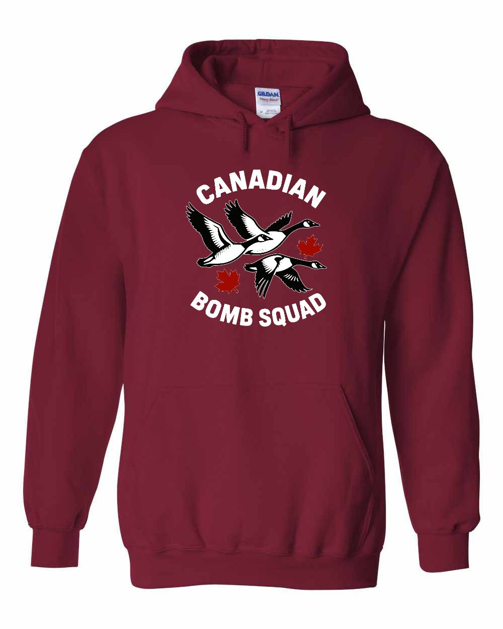 Canadian Bomb Squad Cropped Pullover Hoodie in Cardinal Red