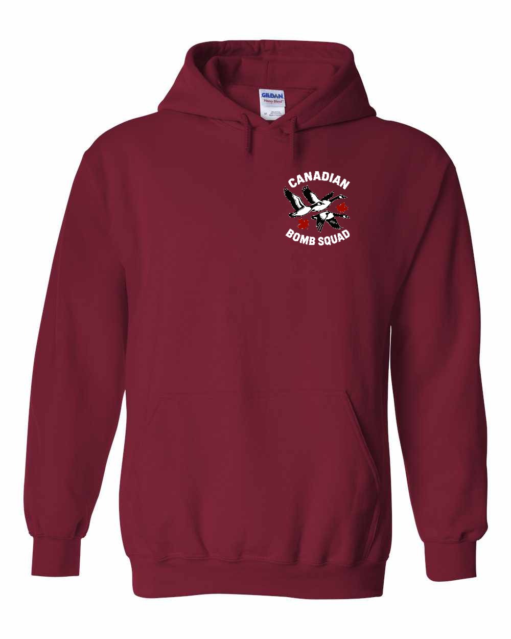 Canadian Bomb Squad Cropped Left Chest and Back Pullover Hoodie in Cardinal Red