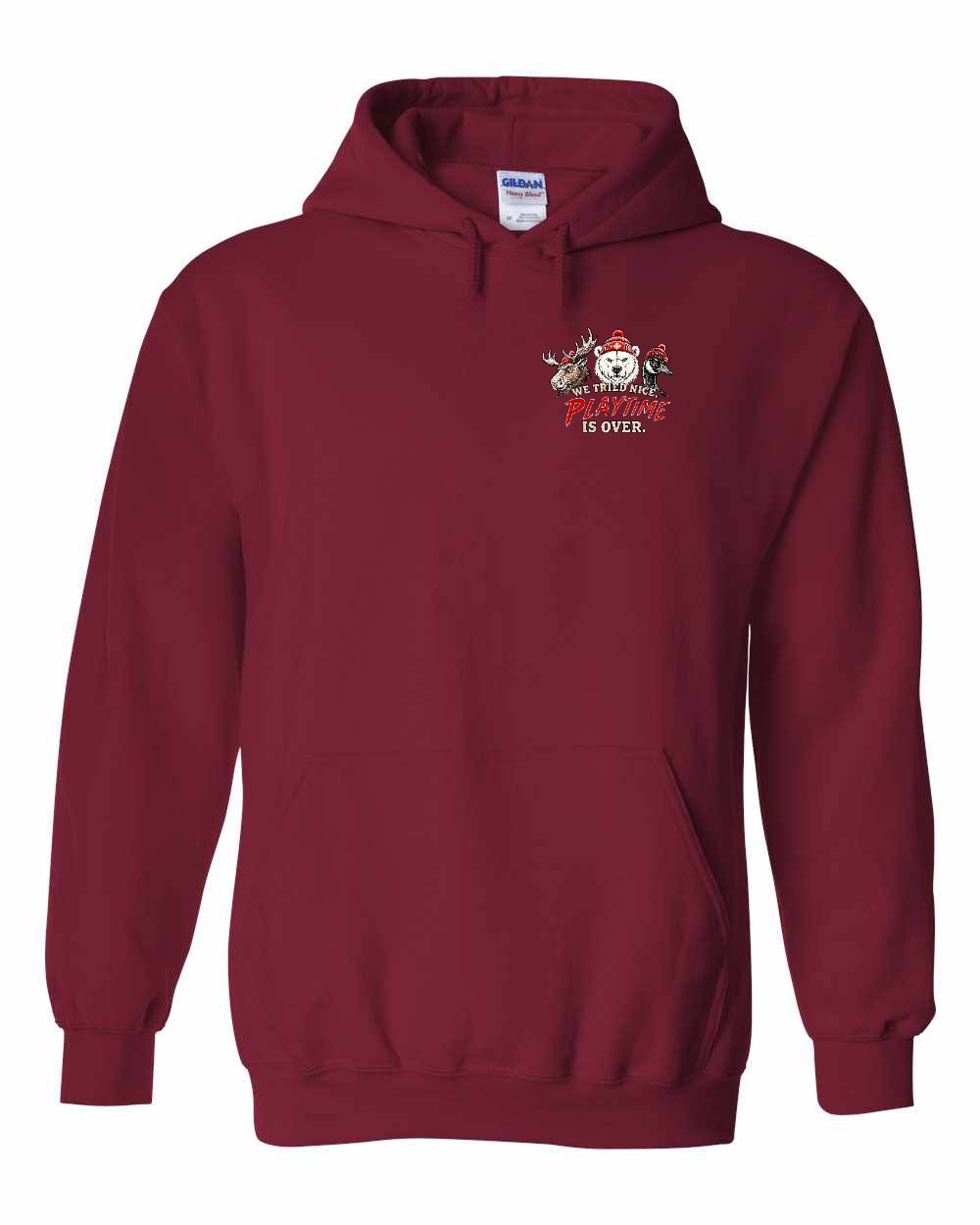 We Tried Nice New Left Chest and Back Pullover Hoodie in Cardinal Red