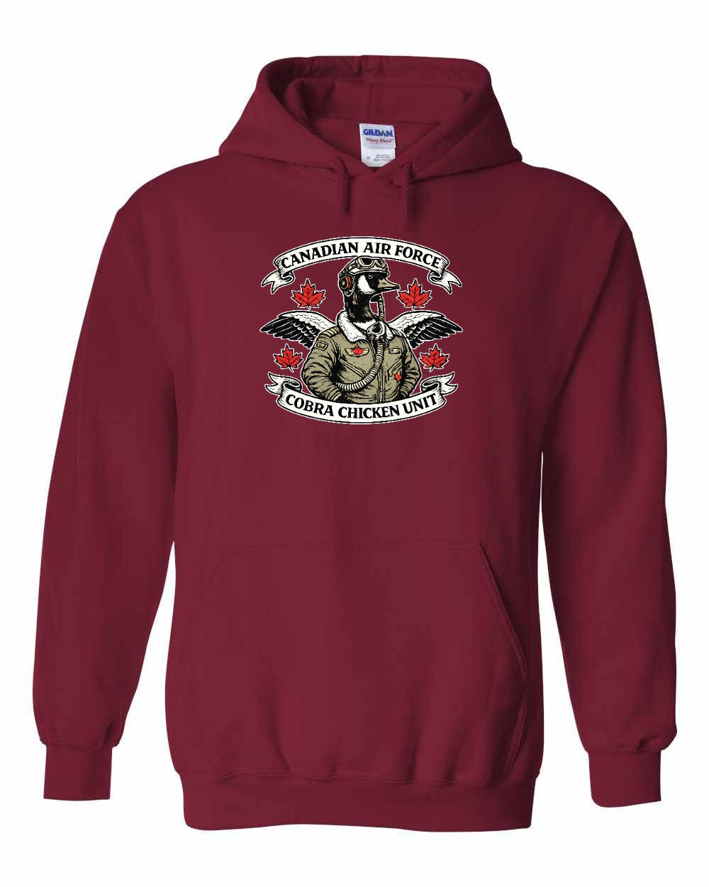 Cobra Chicken Air Force Pullover Hoodie in Cardinal Red