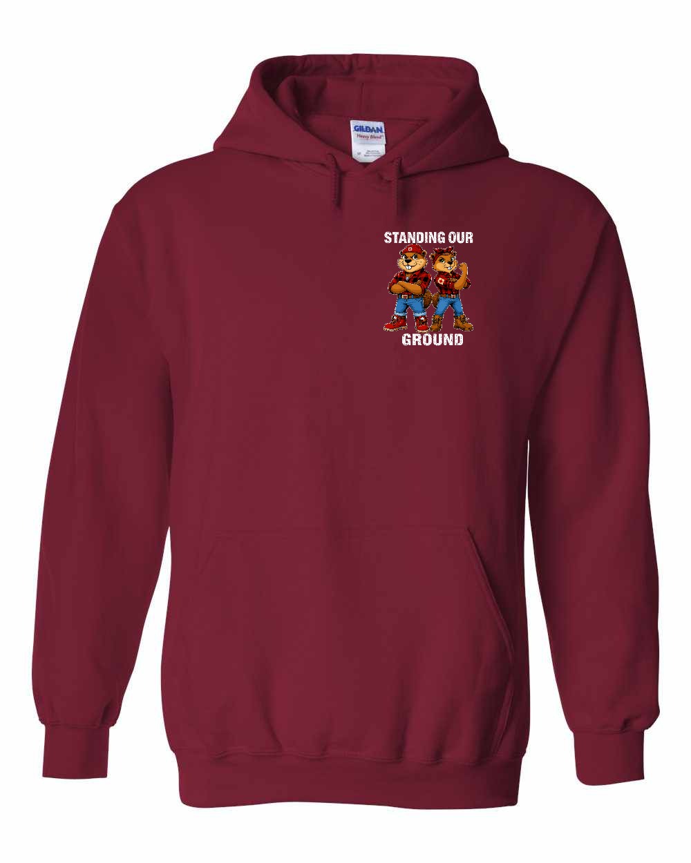 Standing Our Ground Left Chest Pullover Hoodie in Cardinal Red