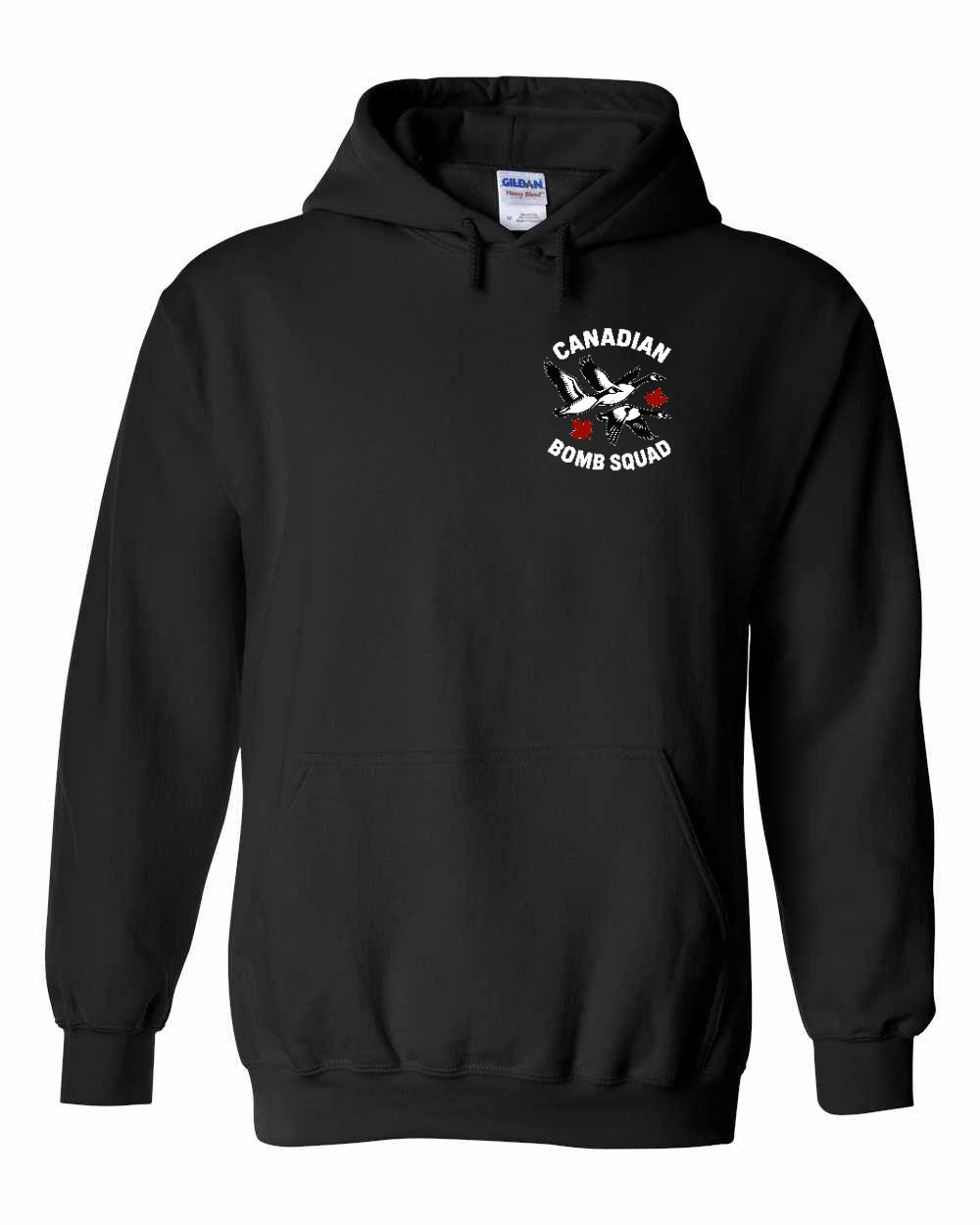 Canadian Bomb Squad Cropped Left Chest and Back Pullover Hoodie in Black