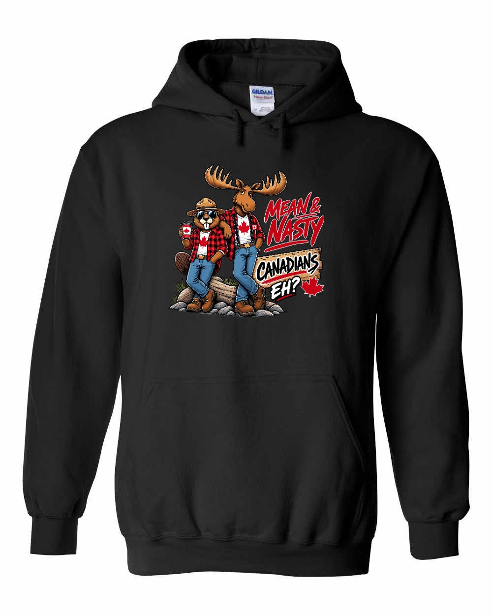 Mean and Nasty New Full Front Pullover Hoodie in Black