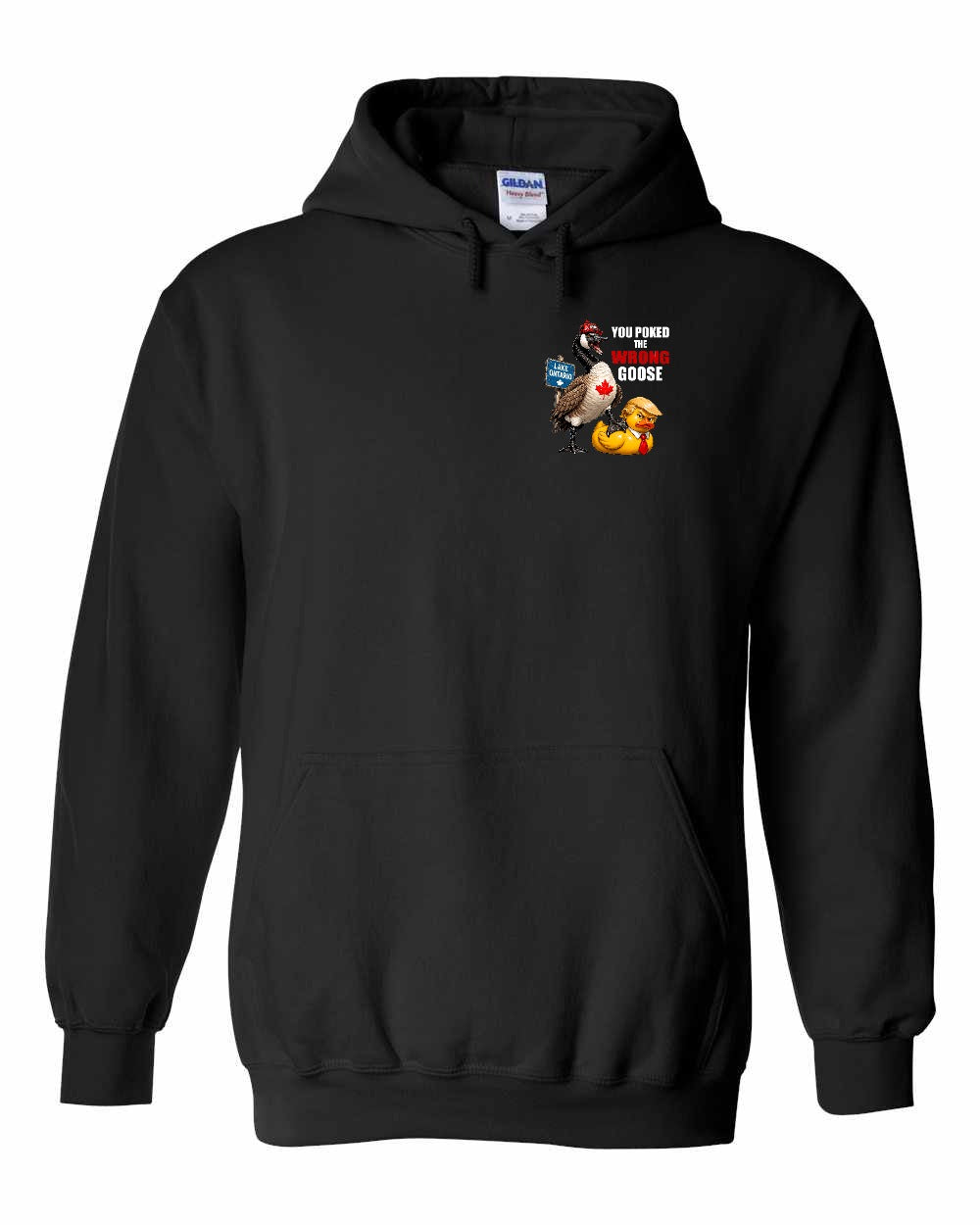 Poked the Wrong Goose Left Chest and Back Pullover Hoodie in Black