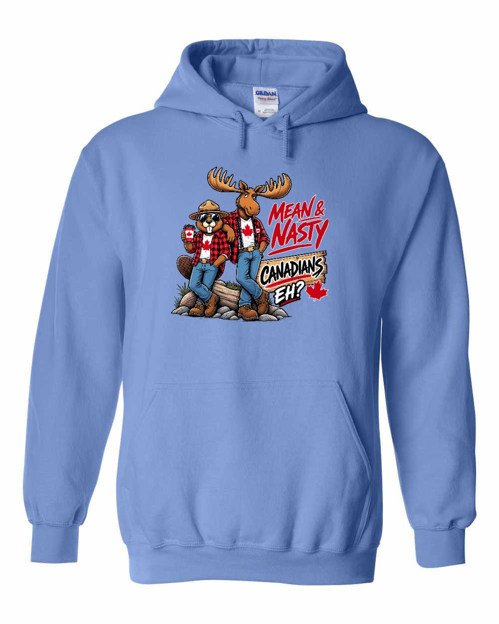 Mean and Nasty New Full Front Pullover Hoodie in Carolina Blue