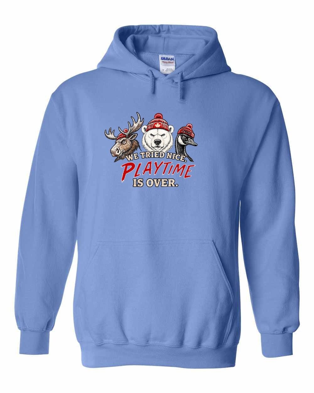 We Tried Nice New Full Front Pullover Hoodie in Carolina Blue