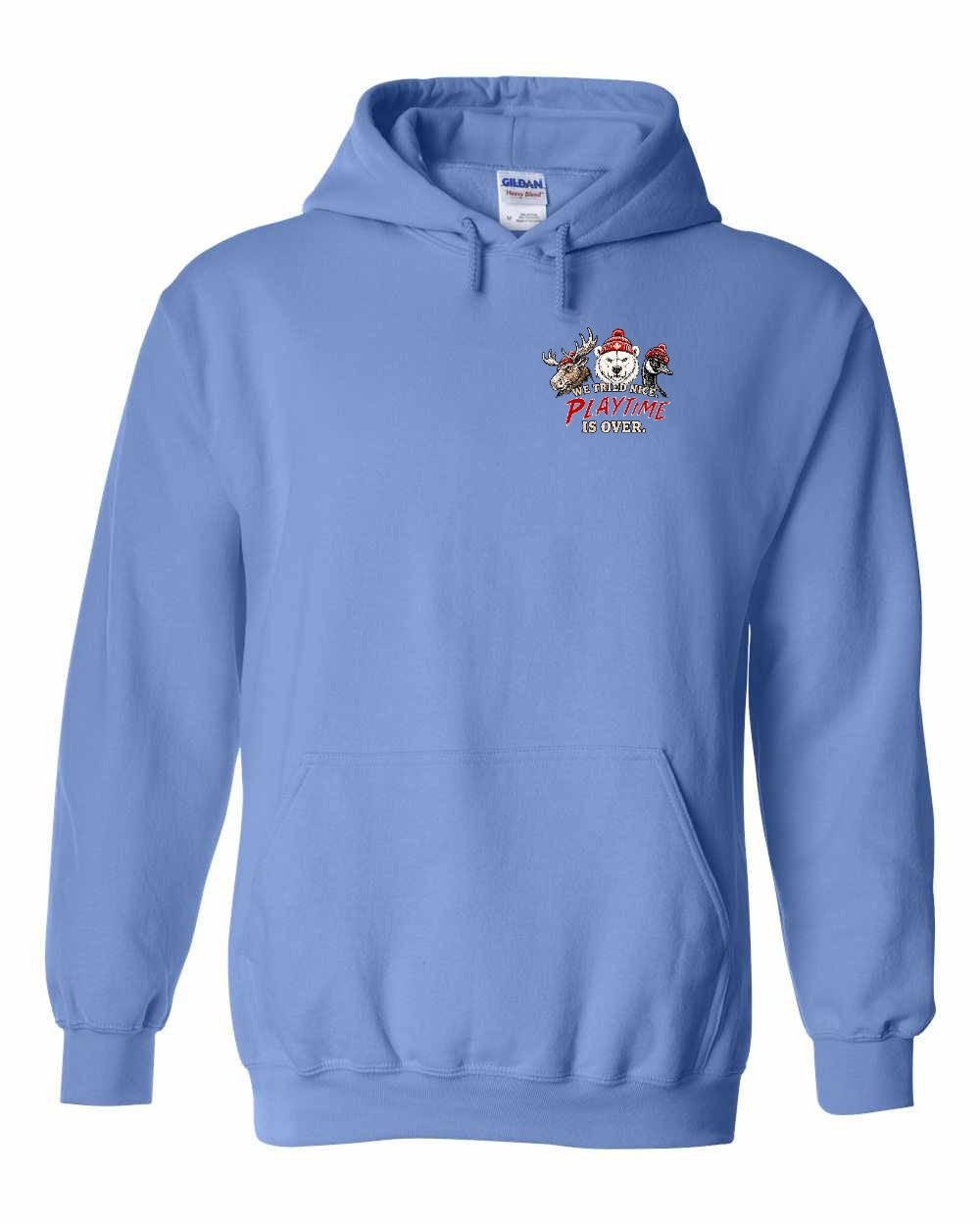 We Tried Nice New Left Chest and Back Pullover Hoodie in Carolina Blue