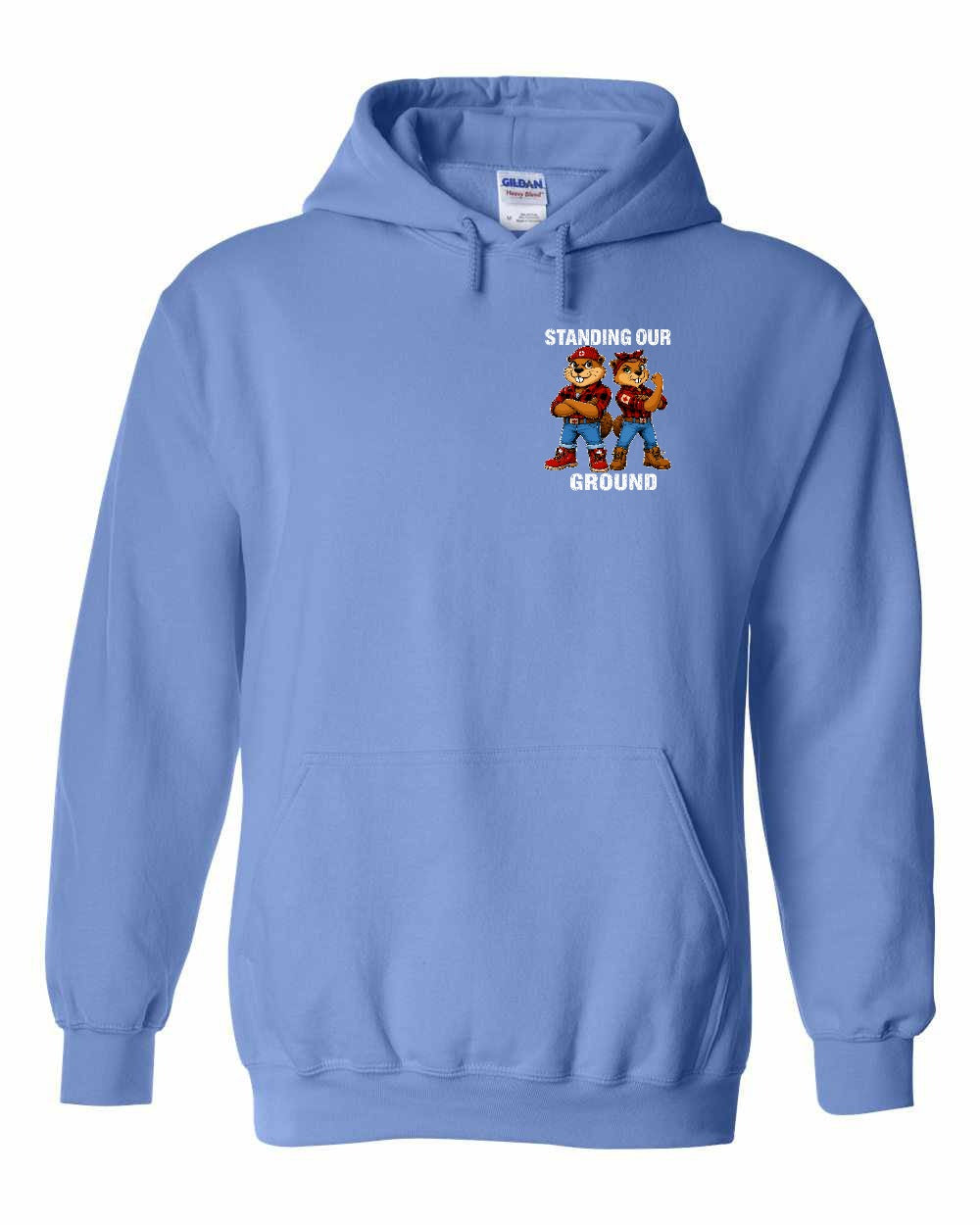 Standing Our Ground Left Chest Pullover Hoodie in Carolina Blue