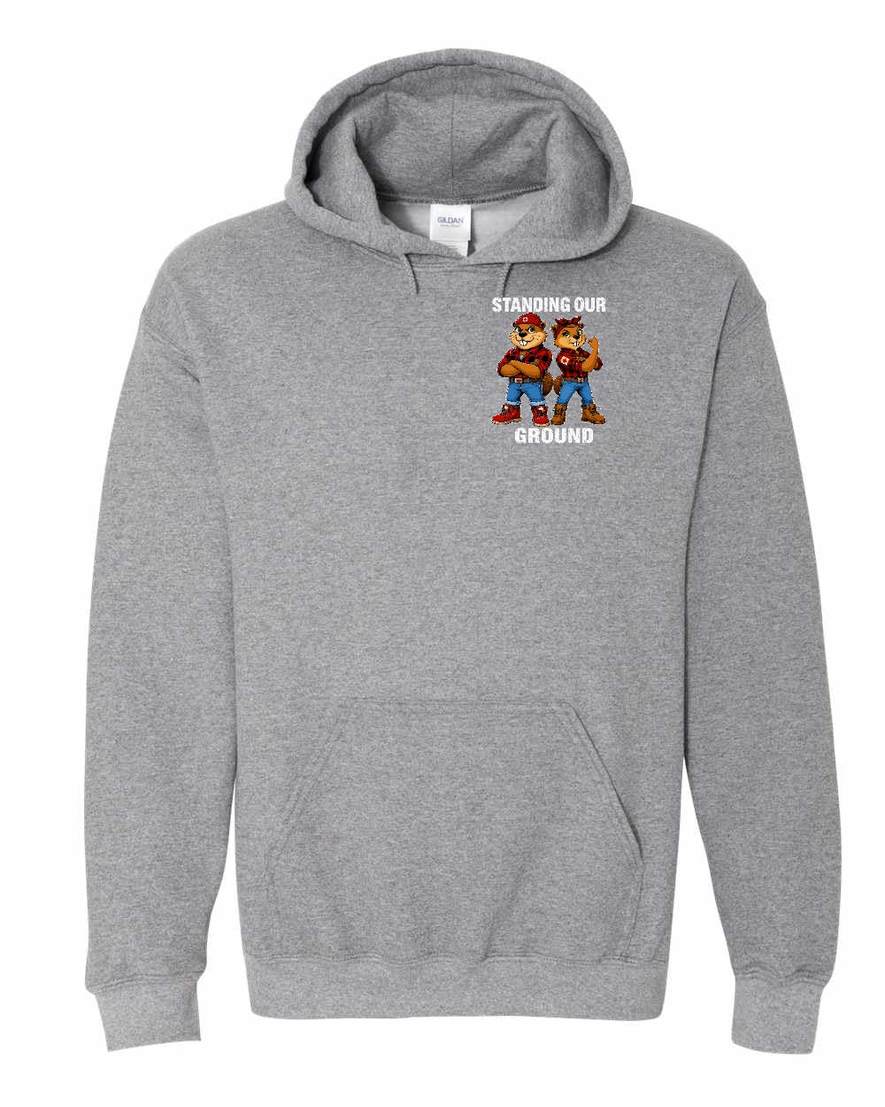 Standing Our Ground Left Chest Pullover Hoodie in Graphite Heather