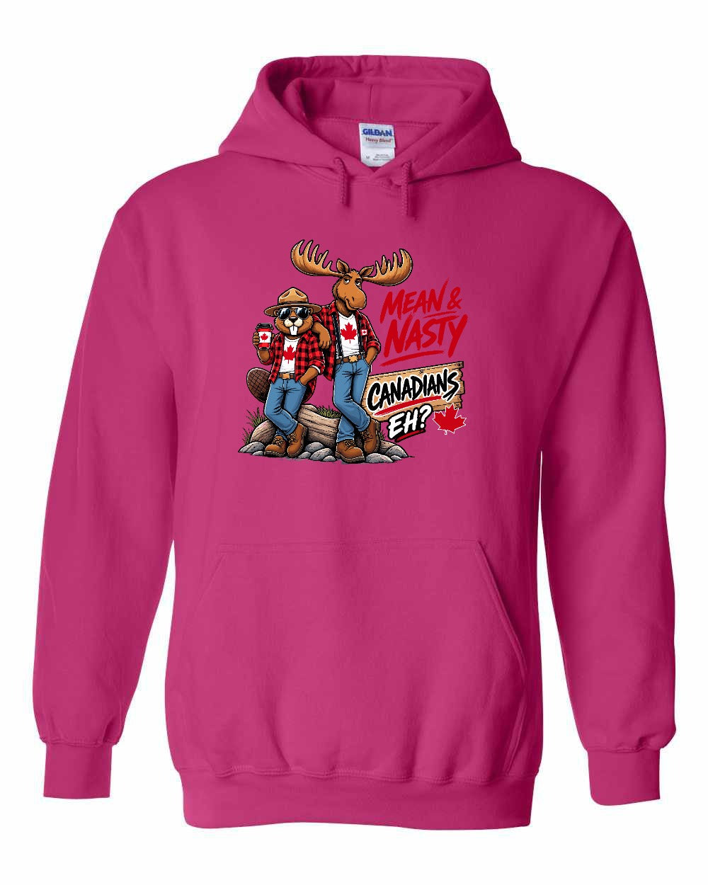 New Mean and Nasty Canadians Pullover Hoodie in Pink