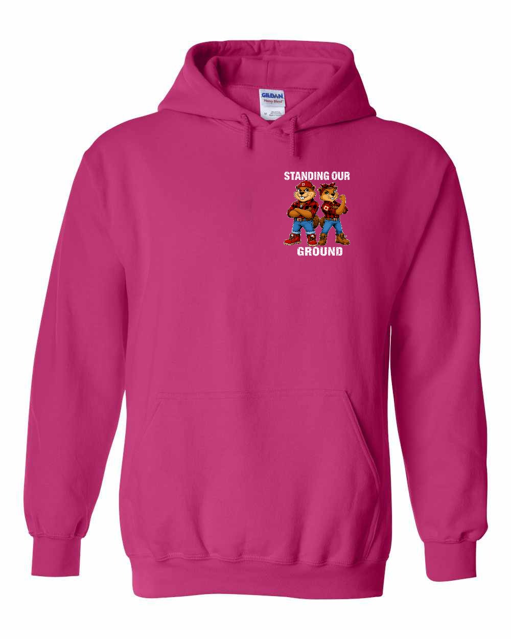Standing Our Ground Left Chest Pullover Hoodie in Pink