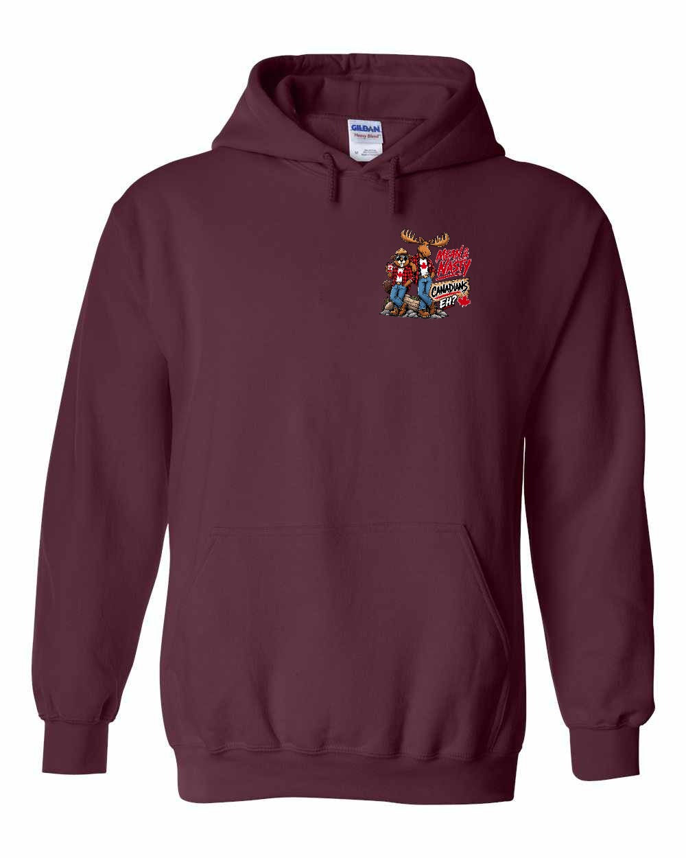 Mean and Nasty New Left Chest and Back Pullover Hoodie in Maroon