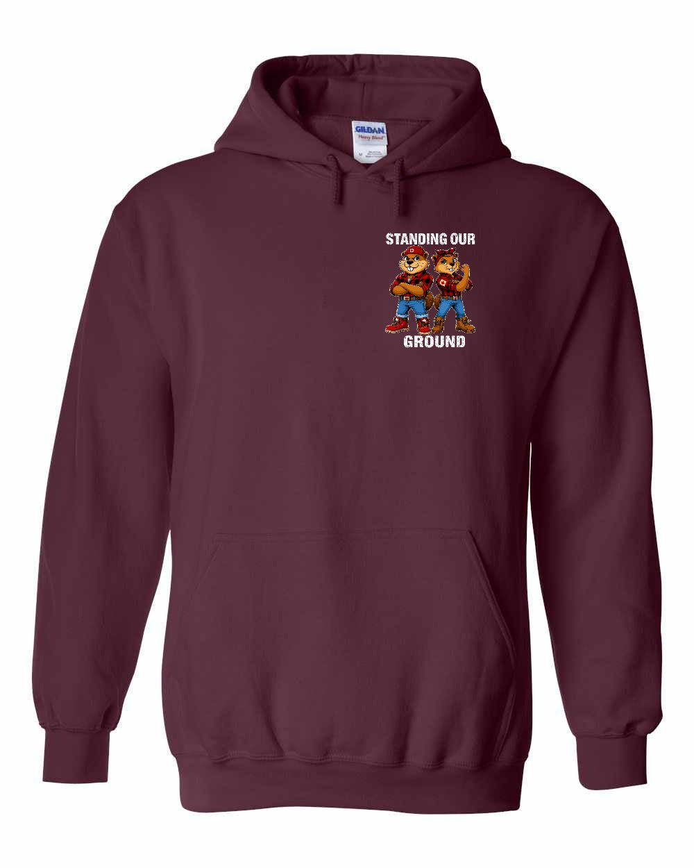 Standing Our Ground Left Chest Pullover Hoodie in Maroon