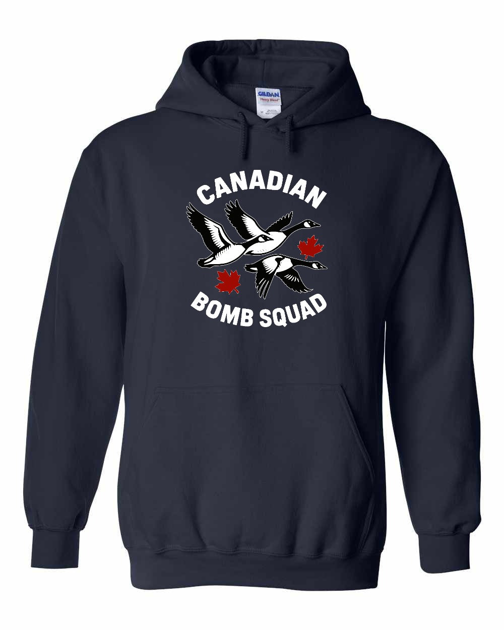 Canadian Bomb Squad Cropped Pullover Hoodie in Navy