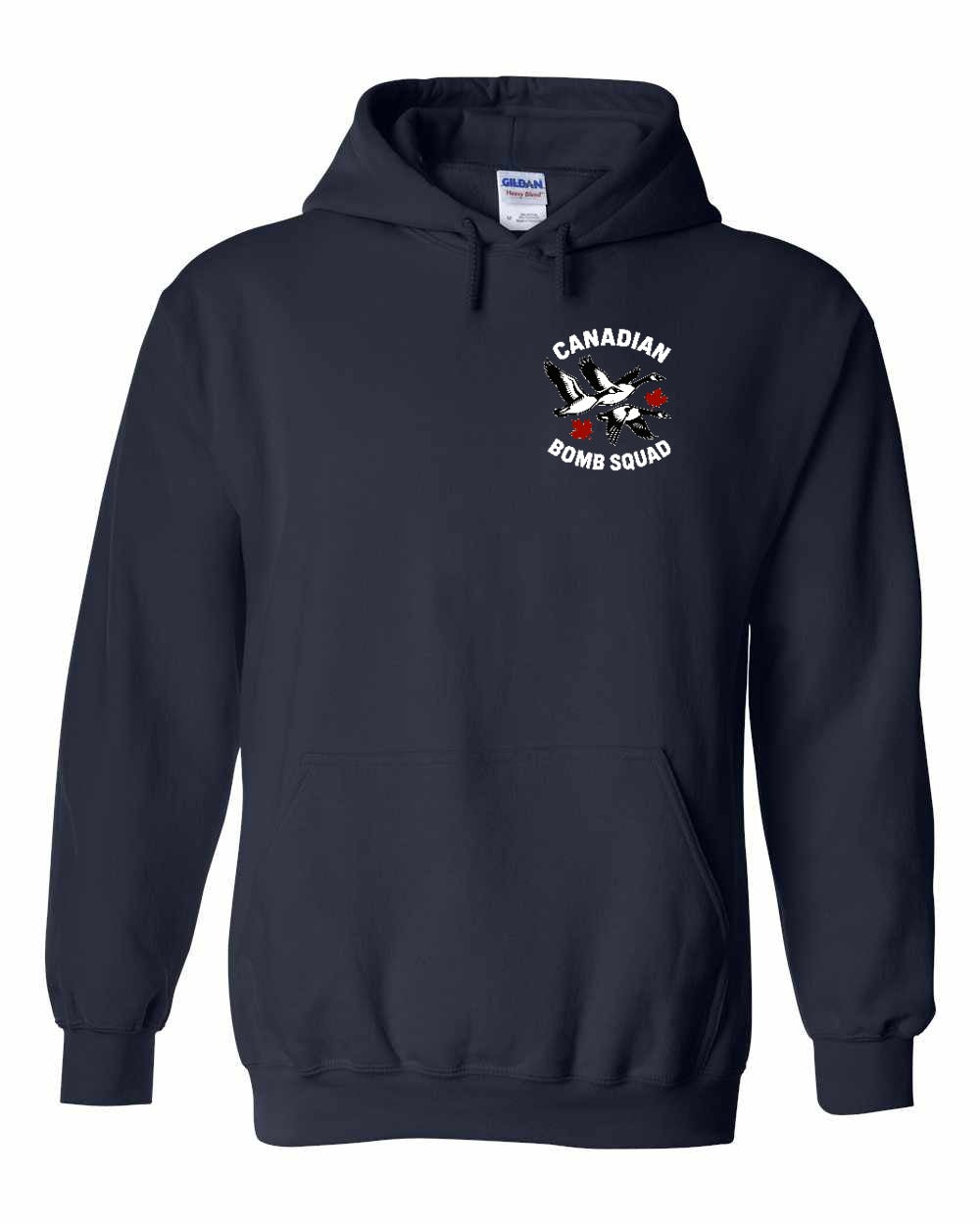 Canadian Bomb Squad Cropped Left Chest and Back Pullover Hoodie in Navy