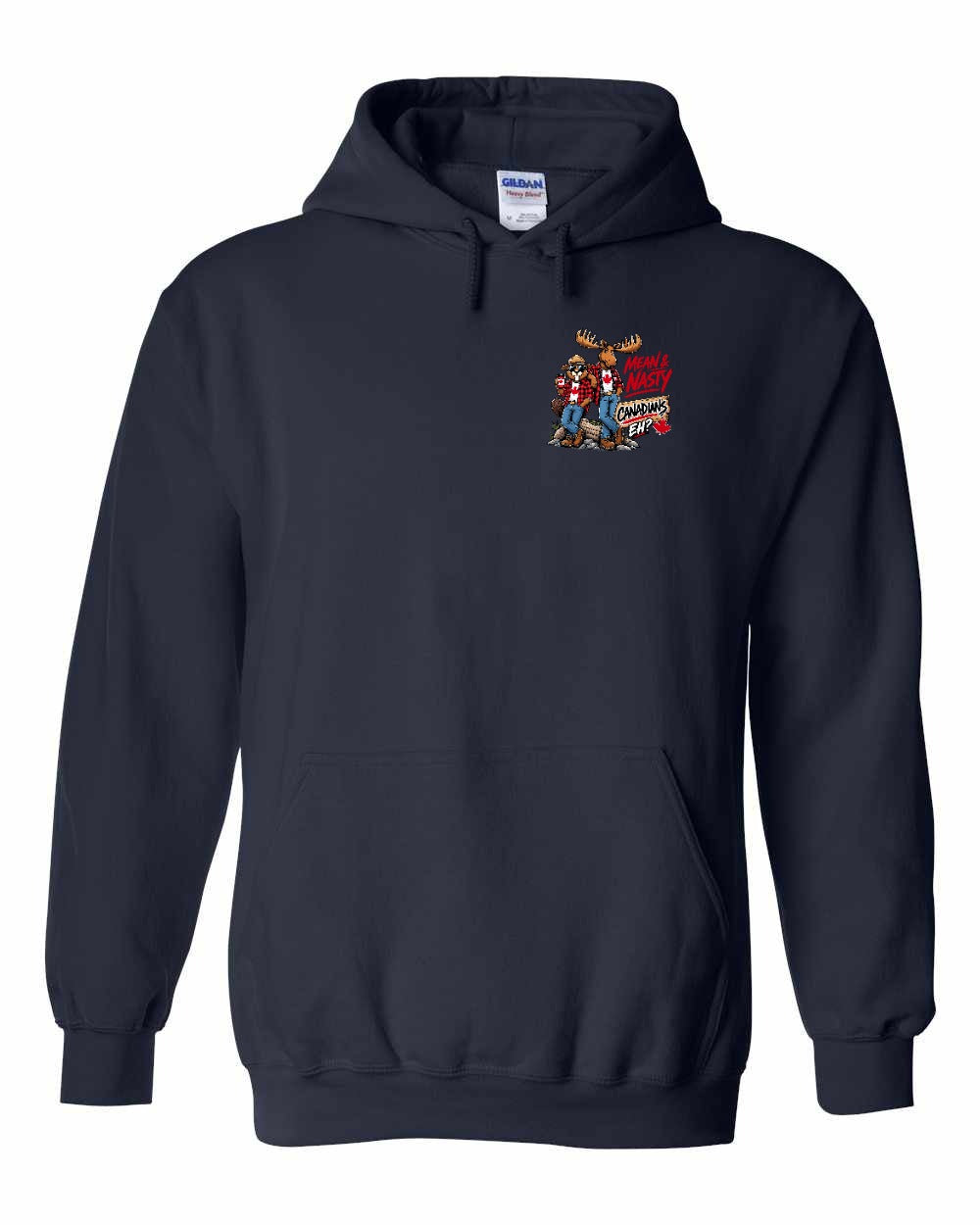 New Mean and Nasty Canadians Left Chest Pullover Hoodie in Navy