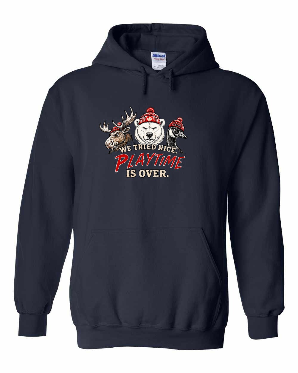 We Tried Nice New Full Front Pullover Hoodie in Navy