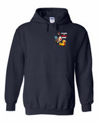 Poked the Wrong Goose Left Chest and Back Pullover Hoodie in Navy