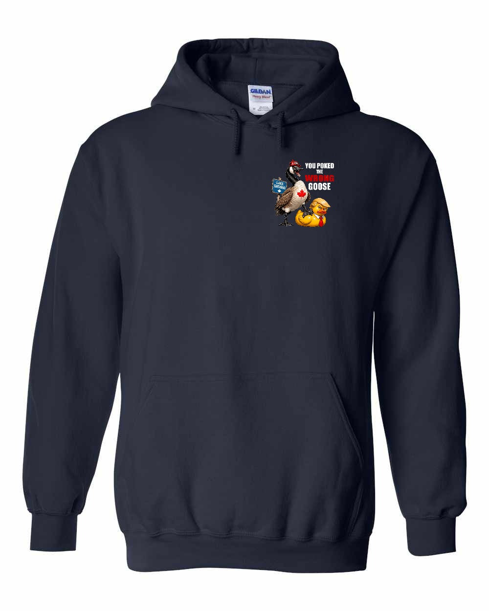 Poked the Wrong Goose Left Chest and Back Pullover Hoodie in Navy