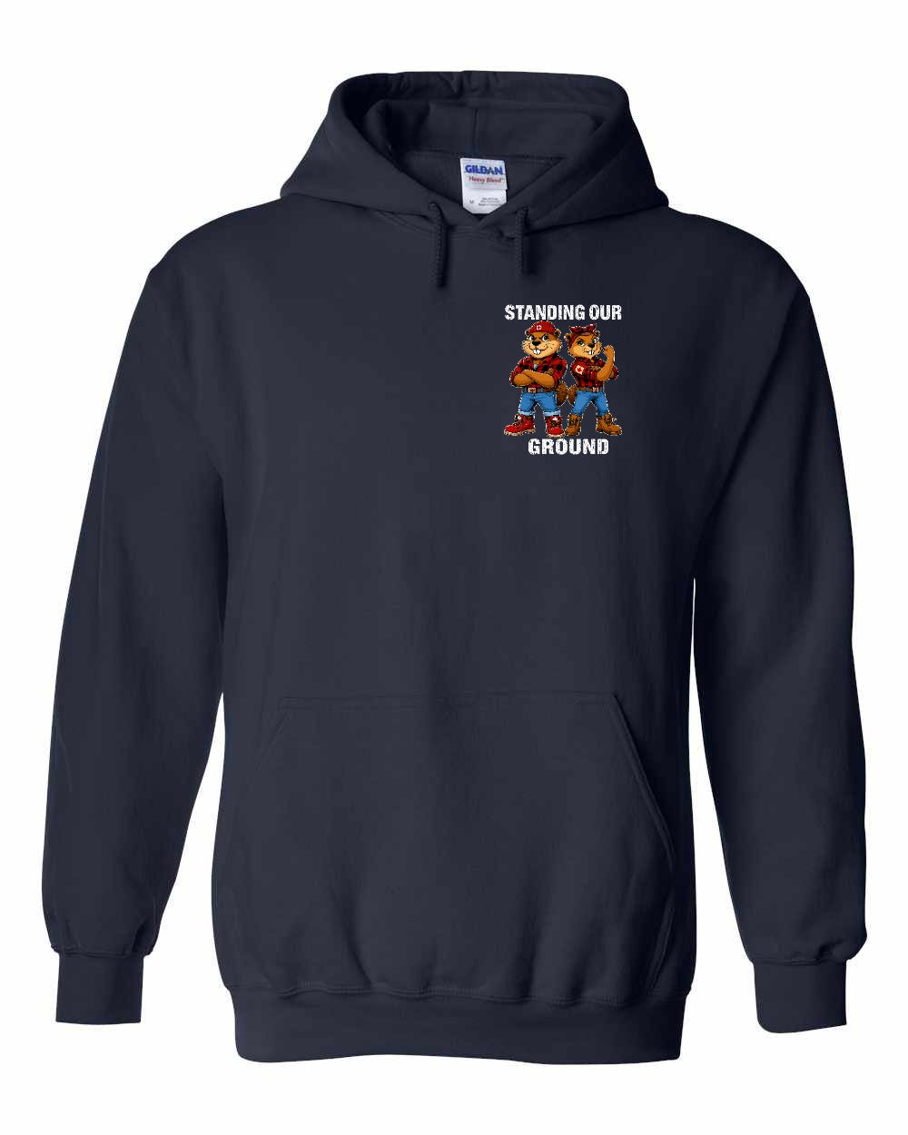 Standing Our Ground Left Chest Pullover Hoodie in Navy