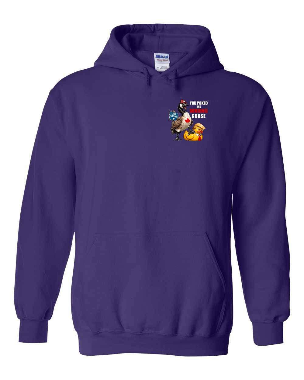 Poked the Wrong Goose Left Chest and Back Pullover Hoodie in Purple