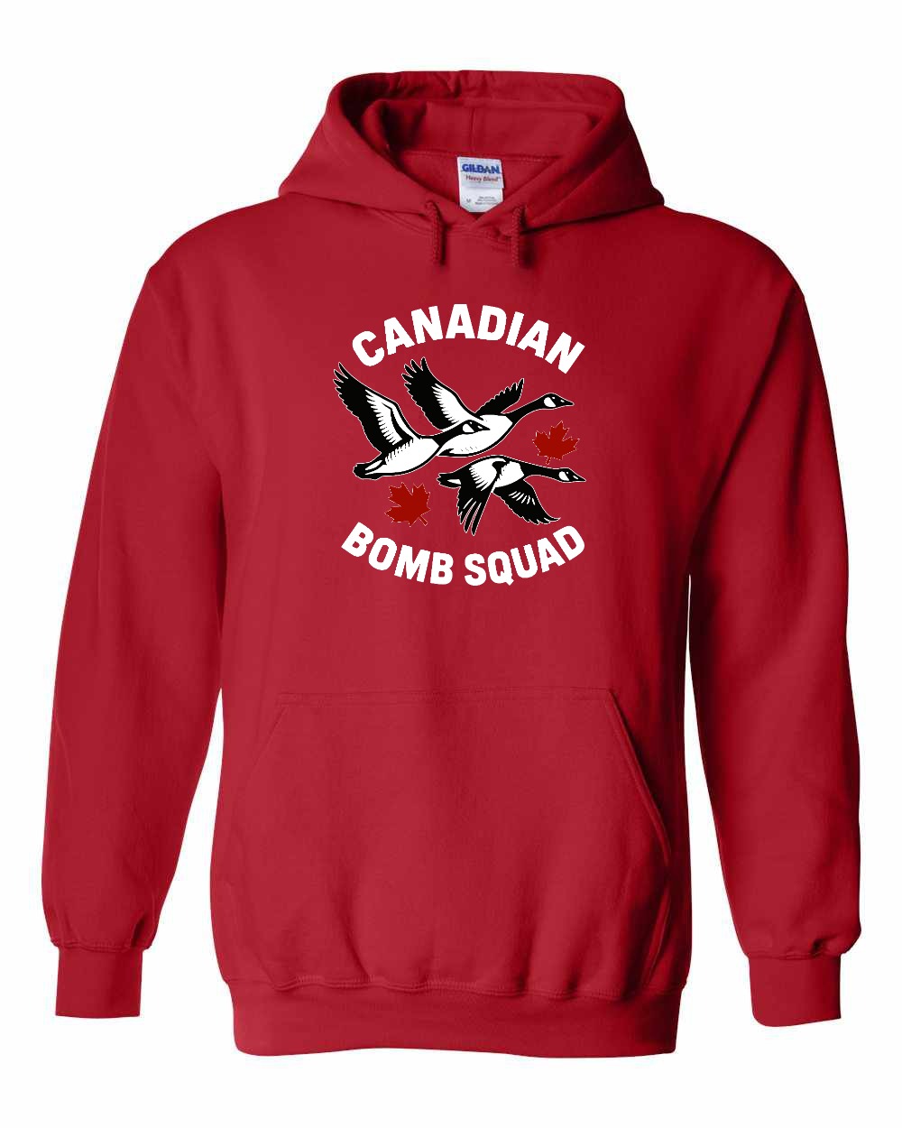 Canadian Bomb Squad Cropped Pullover Hoodie in Red