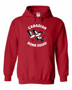 Canadian Bomb Squad Cropped Pullover Hoodie in Red