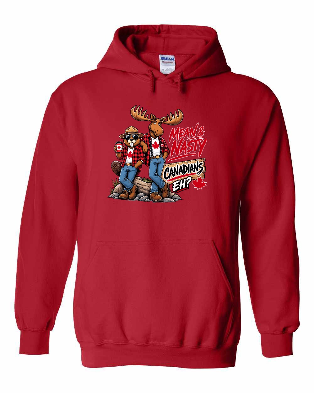 Mean and Nasty New Full Front Pullover Hoodie in Red