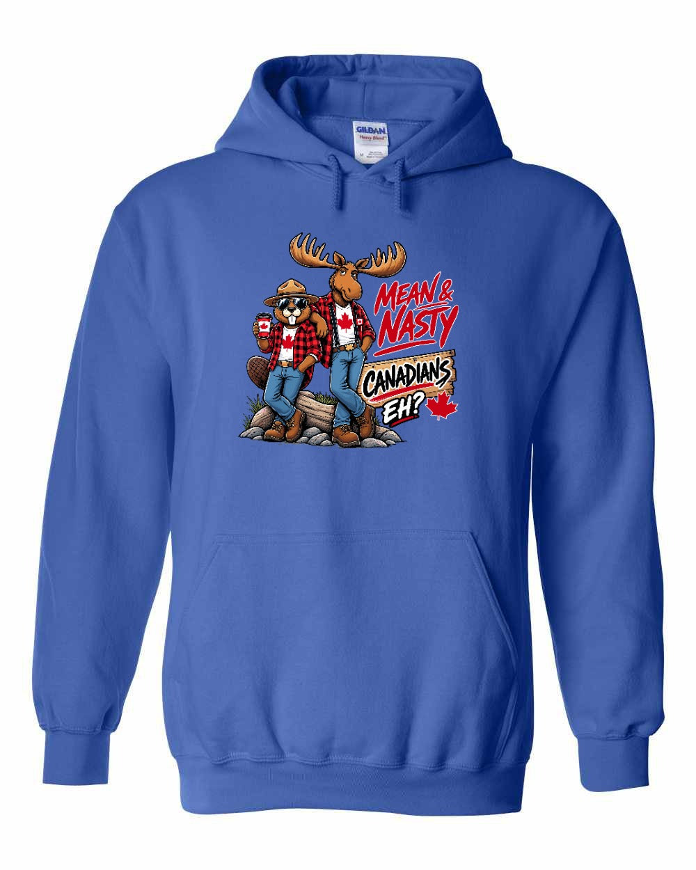 Mean and Nasty New Full Front Pullover Hoodie in Royal