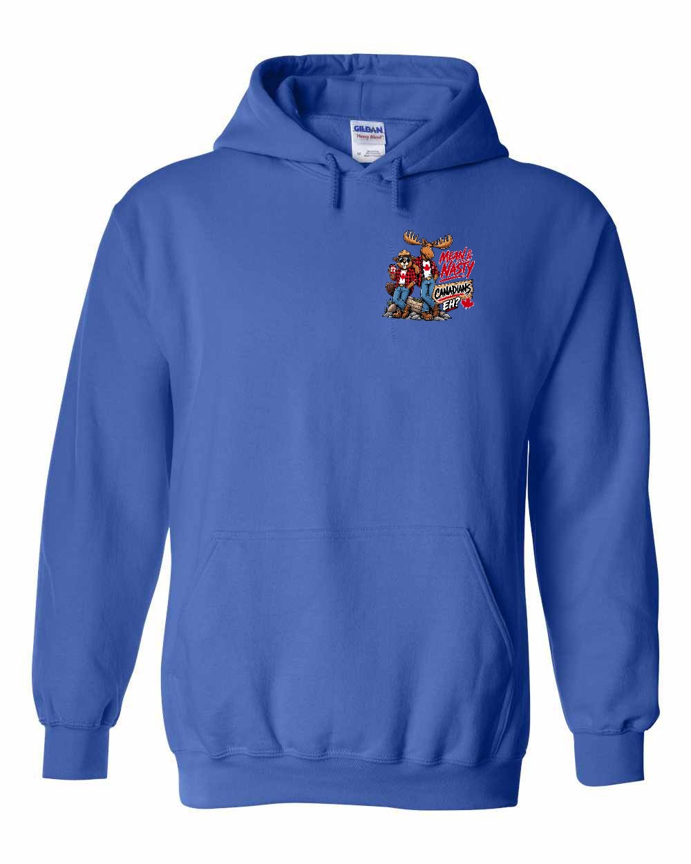Mean and Nasty New Left Chest and Back Pullover Hoodie in Royal