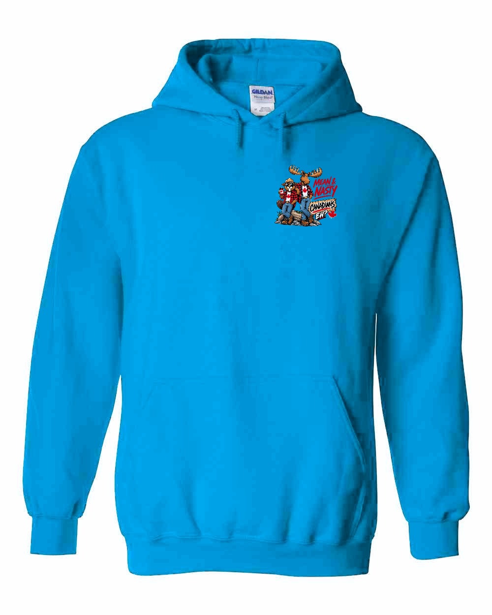 New Mean and Nasty Canadians Left Chest Pullover Hoodie in Sapphire