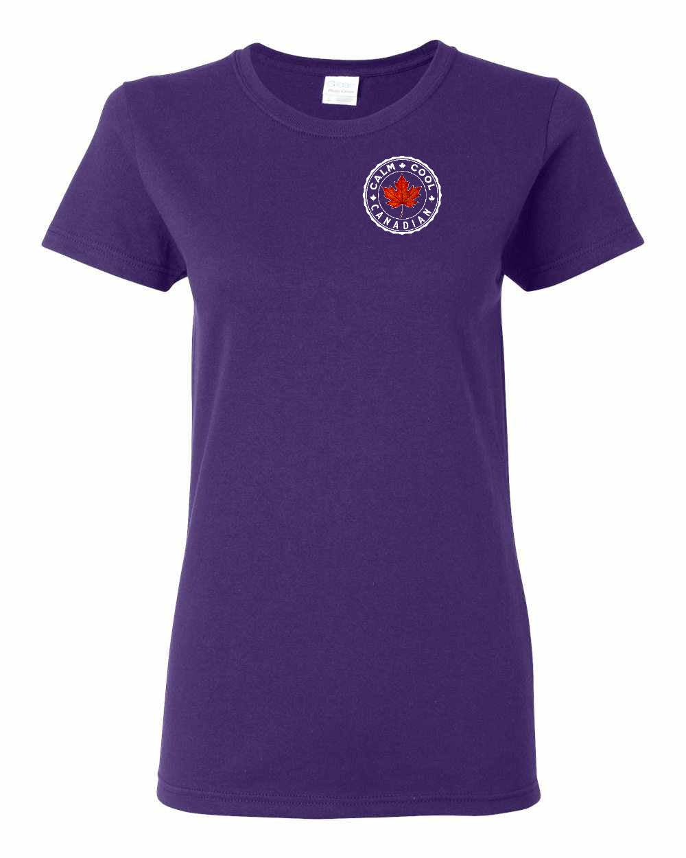 Calm Cool Canadian Leaf Left Chest Women's Tee - Gildan Canada (sewn Internationally)