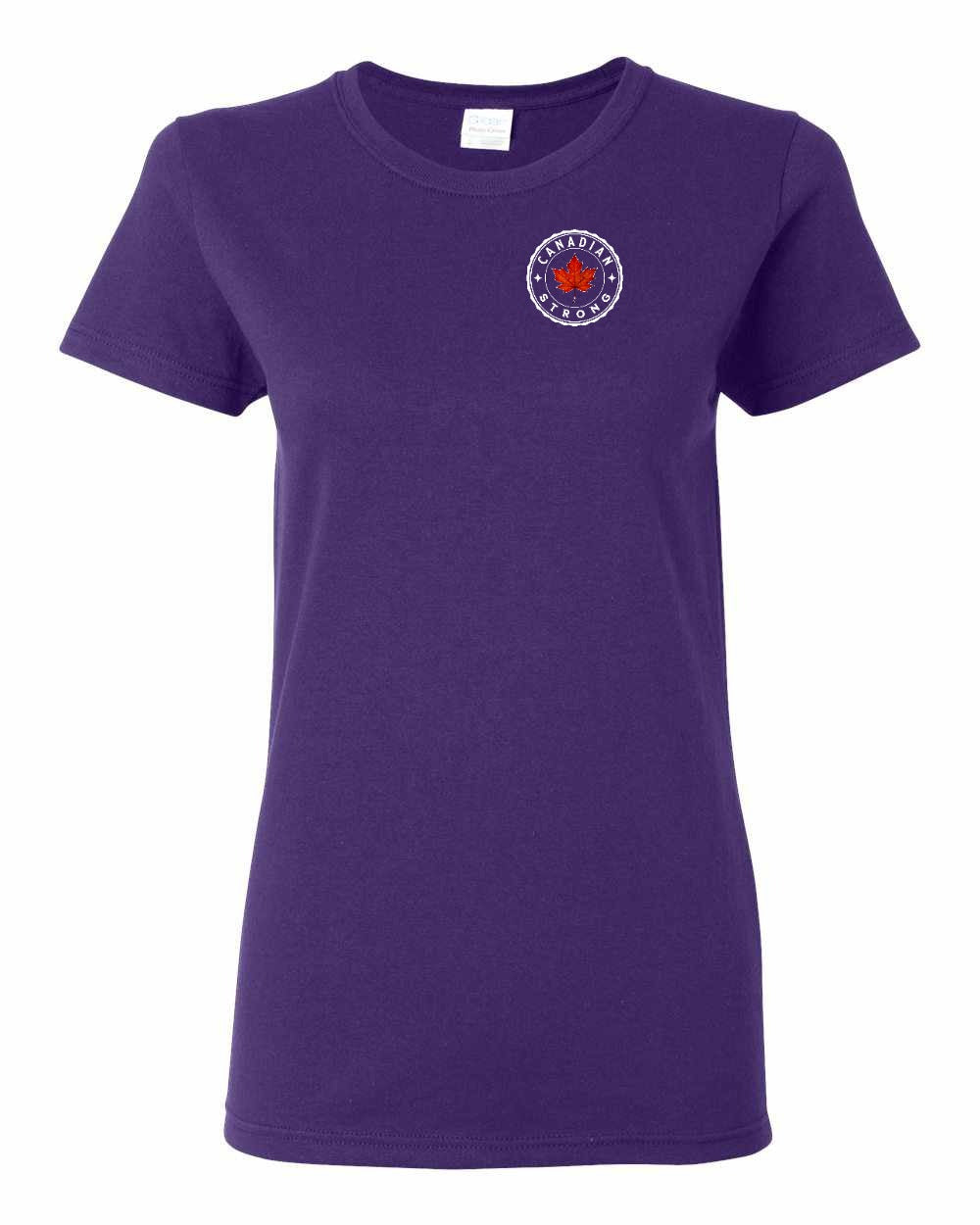 Canadian Strong Leaf Left Chest and Back Women's Tee - Gildan Canada (sewn Internationally)