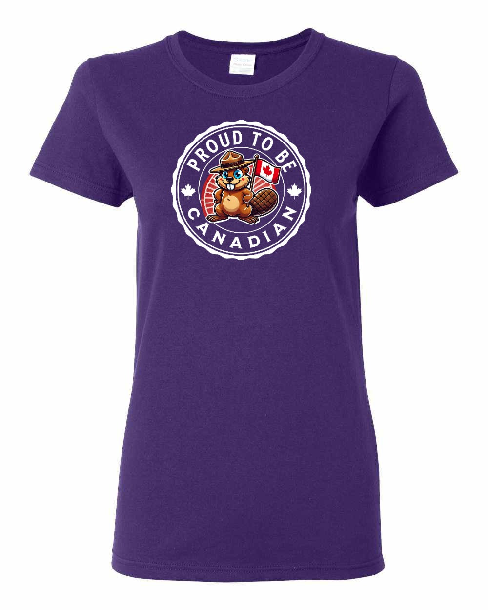 Proud to be Canadian Beaver Full Front Women's Tee - Gildan Canada (sewn Internationally)