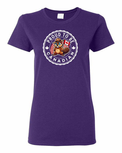 Proud to be Canadian Beaver Full Front Women's Tee - Gildan Canada (sewn Internationally)