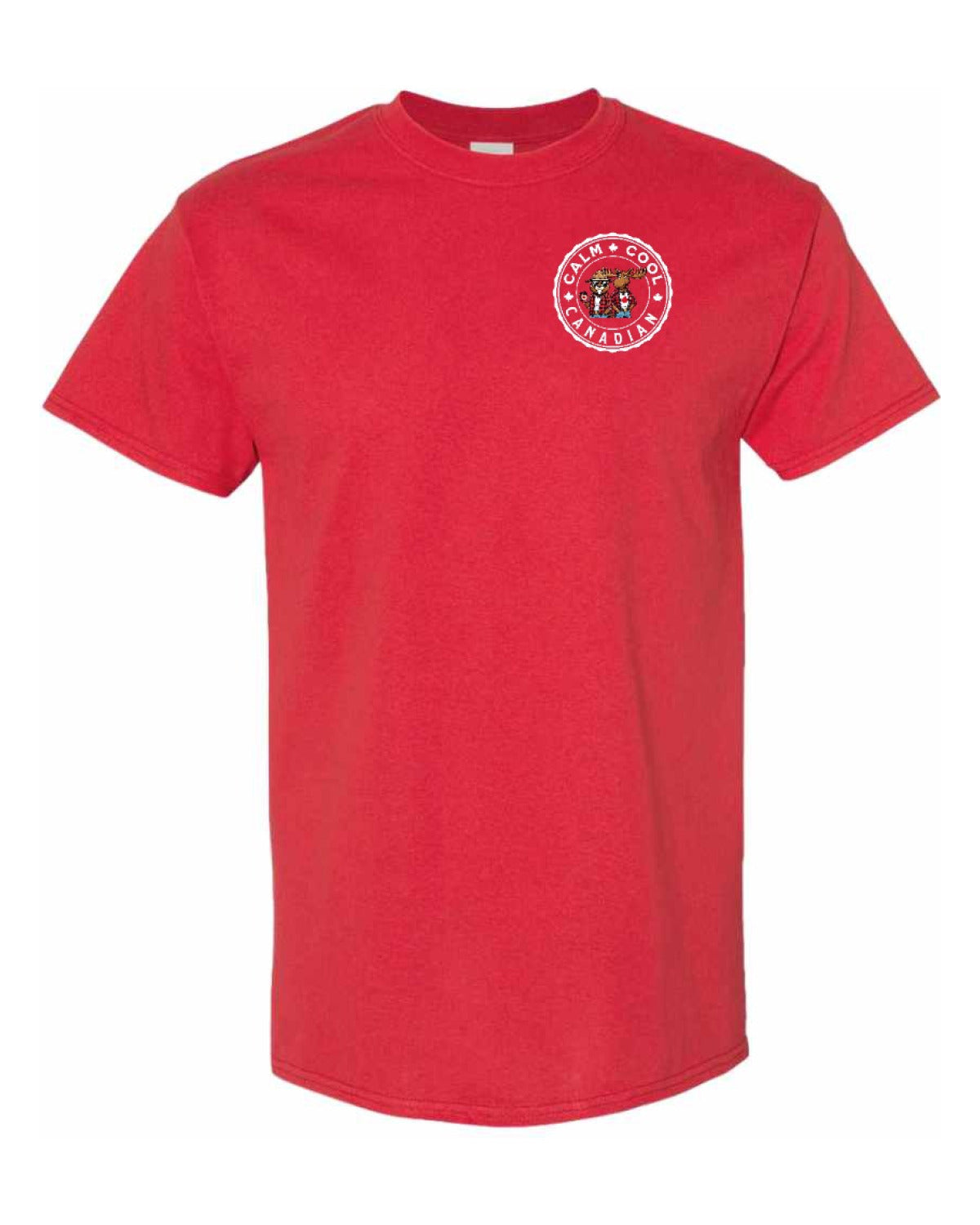 Calm Cool Canadian Beaver and Moose Left Chest Men's Tee