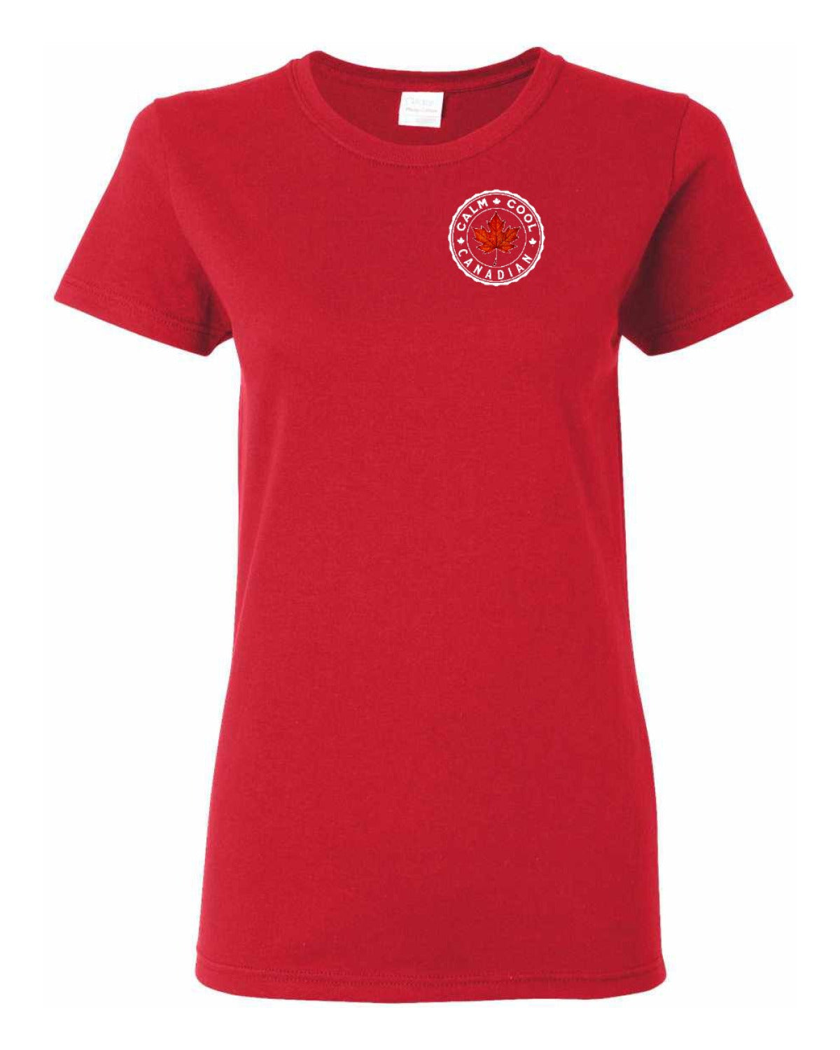 Calm Cool Canadian Leaf Left Chest And Back Women's Tee