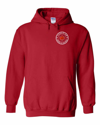 Canadian Born & Rasied Left Chest and Back Pullover - Gildan Canada (sewn Internationally)