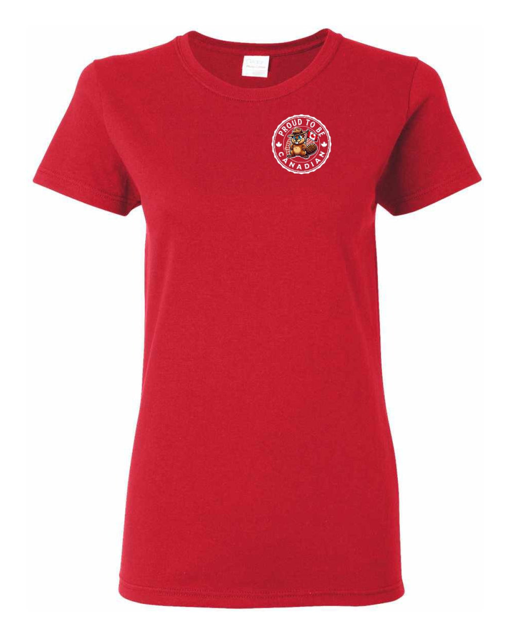 Proud to be Canadian Beaver Left Chest Women's Tee
