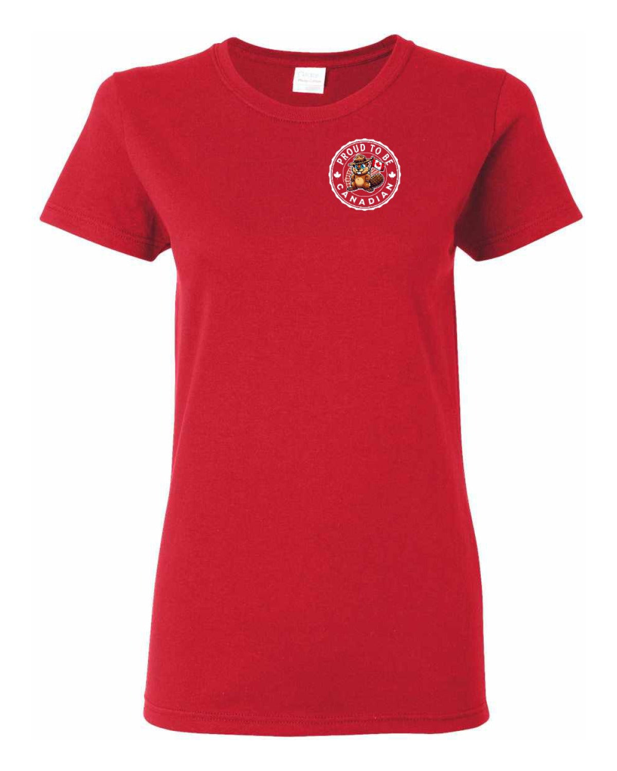 Proud to be Canadian Beaver Left Chest Women's Tee